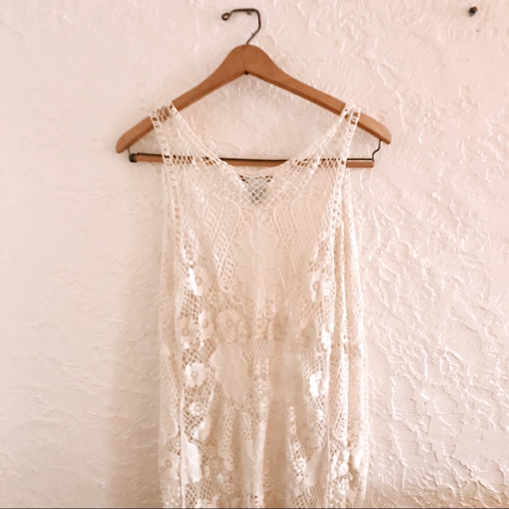 American Rag Cie long vest coverup off white - Picture 2 of 5